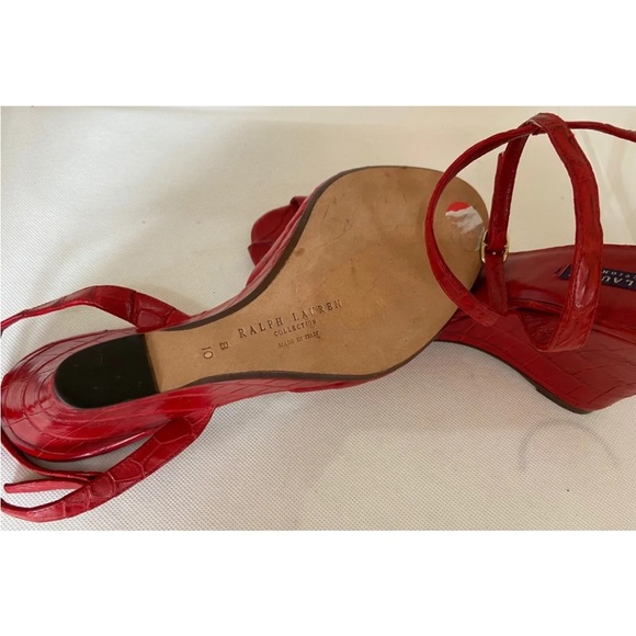 New Ralph Lauren Collection Red 🐊 heels 👠 Sz 10. Italy - Picture 8 of 10